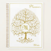 Luxe boom van het Monogram Gold White Modern Planner (Voorkant)