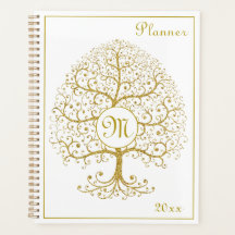 Luxe boom van het Monogram Gold White Modern