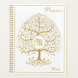 Luxe boom van het Monogram Gold White Modern Planner