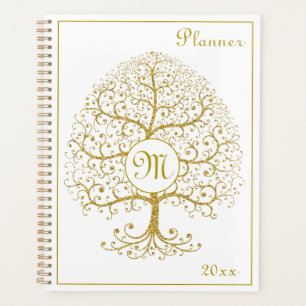 Luxe boom van het Monogram Gold White Modern Planner