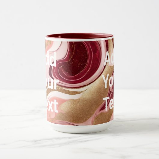 Luxe bordeaux gouden wervelingen aangepaste tekst  mok (Midden)