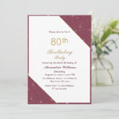 Luxe bordeauxgoud 80e verjaardag kaart (Staand voorkant)