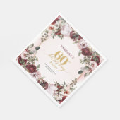 Luxe bordeauxrode rozen boho 60ste verjaardag serv servet (Hoek)