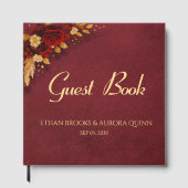 Luxe bordeauxrood & bloem bruiloft gastenboek (Voorkant)