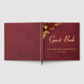 Luxe bordeauxrood & bloem bruiloft gastenboek (Volledig)