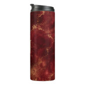 Luxe bordeauxrood en gouden marmeren monogram thermosbeker (Geroteerd rechts)