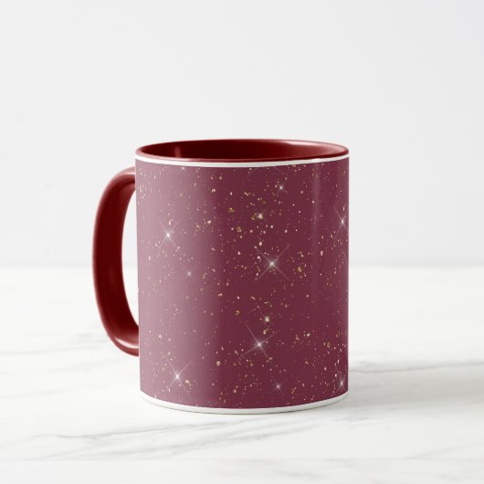 Luxe bordeauxsprankeling goud glitter confetti mok (Voorkant links)
