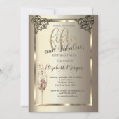 Luxe Border Champagneglas 50ste Verjaardag Kaart (Voorkant)