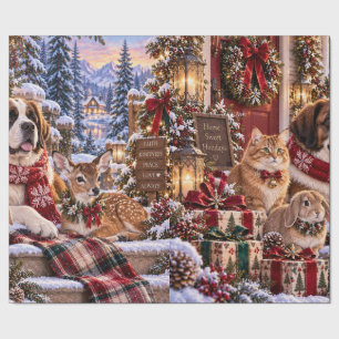 Luxe bos rood kerstcadeaupapier cadeaupapier