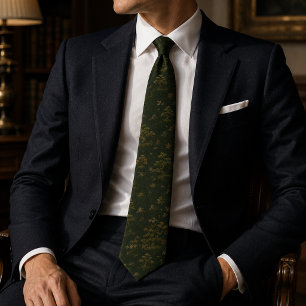 Luxe bosgroene bonsaiboom stropdas
