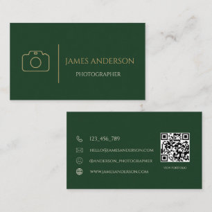 Luxe bosgroene en gouden fotograaf onderneming visitekaartje