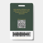 Luxe bosgroene gouden QR-code ID-streepjescode Badge (Achterkant)