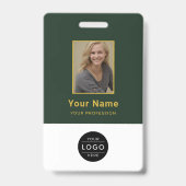 Luxe bosgroene gouden QR-code ID-streepjescode Badge (Voorzijde)