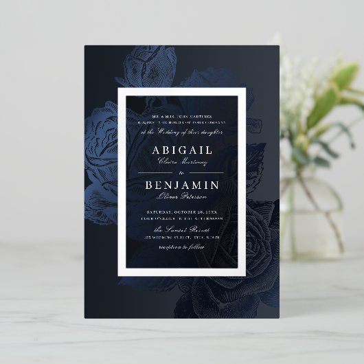 Luxe  bosnische bruiloft folie uitnodiging (Staand Voorkant)