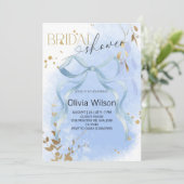 Luxe Botanisch Blauw Vrijgezellenfeest Party Kaart (Staand voorkant)