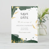 Luxe Botanisch Groen Save the Date Wedding Kaart (Staand voorkant)