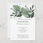 LUXE BOTANISCH WITTE BERICHT BIRTHDAY INVITATIE KAART (Voorkant)