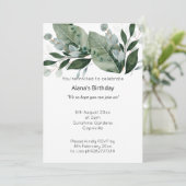 LUXE BOTANISCH WITTE BERICHT BIRTHDAY INVITATIE KAART (Staand voorkant)