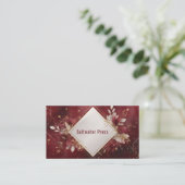 Luxe botanische bladgoud Bourgogne Visitekaartje (Staand voorkant)