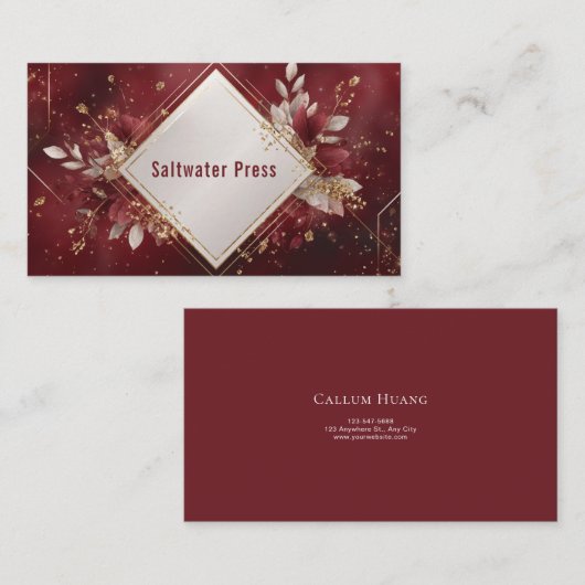 Luxe botanische bladgoud Bourgogne Visitekaartje (Voorkant / Achterkant)