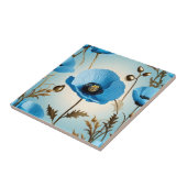 Luxe Botanische Blauwe Poppy Tegeltje (Zijkant)