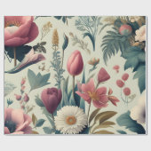 Luxe botanische bloemen inpakpapier (Vlak)