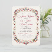 Luxe Botanische Bloemen Paisley bruiloft receptie Kaart (Staand voorkant)