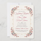 Luxe Botanische Bloemen Paisley bruiloft receptie Kaart (Voorkant)