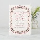 Luxe Botanische Bloemen Paisley verlovingsfeest Kaart (Staand voorkant)