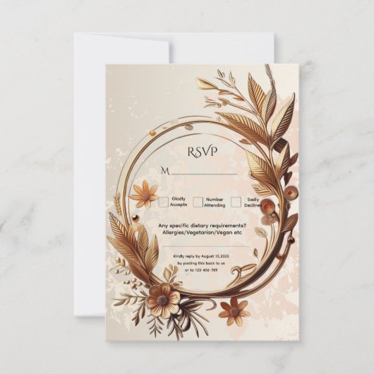 Luxe Botanische Elegante Sophisticated Wedding RSVP Kaartje (Voorkant)