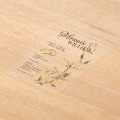 Luxe Botanische Gouden Bruiloft Acryl Uitnodigingen (Laagn)