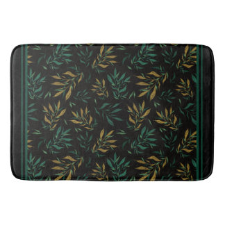 Luxe botanische patroon van gouden en groene blade badmat