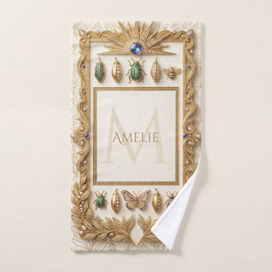 Luxe botanische sierlijst met aangepaste naam handdoek (Handdoek)