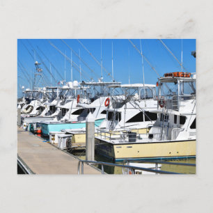 Luxe boten bij jachthaven feestdagenkaart