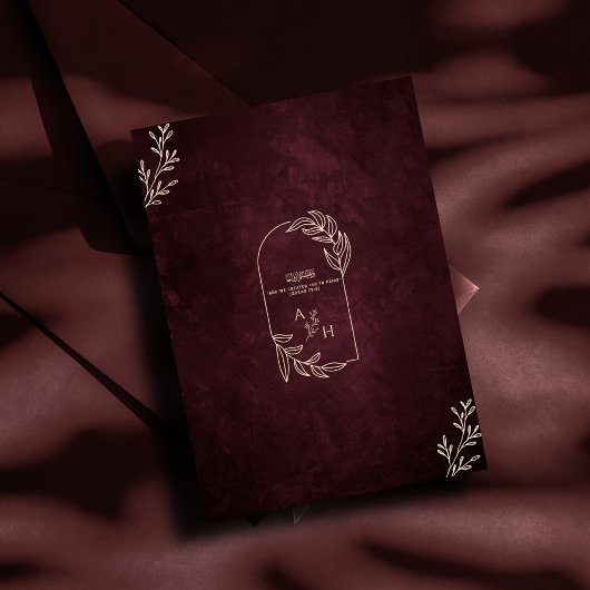 Luxe Bourgogne Bloemen Goud Islamitische Huwelijk Kaart