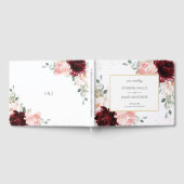 Luxe Bourgogne Blush Rozen Bloemen Huwelijk Gastenboek (Volledig)