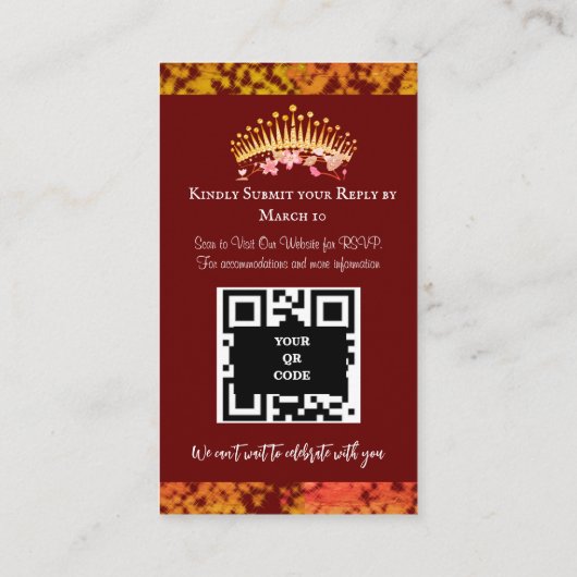 Luxe Bourgogne Elegant Quinceañera Spaans Informatiekaartje (Achterkant)