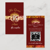 Luxe Bourgogne Elegant Quinceañera Spaans Informatiekaartje (Voorkant / Achterkant)