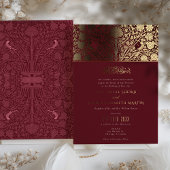 Luxe Bourgogne en Gouden Islamitische bruiloft Folie Uitnodiging