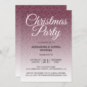 Luxe Bourgogne Glitter Ombre Kerstfeest Kaart (Voorkant / Achterkant)