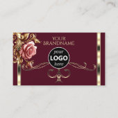 Luxe Bourgogne Gold Decor  Roos Logo Visitekaartje (Voorkant)
