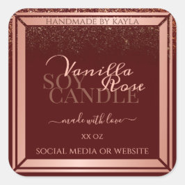 Luxe Bourgogne Product Verpakkingslabels Roos Gold Vierkante Sticker