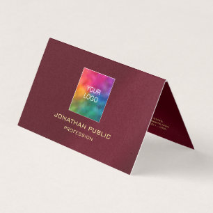 Luxe Bourgogne Red Upload uw Logo gevouwen Visitekaartje