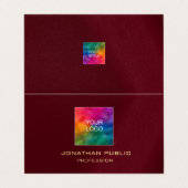 Luxe Bourgogne Red Upload uw Logo gevouwen Visitekaartje (Buitenkant ongevouwen)