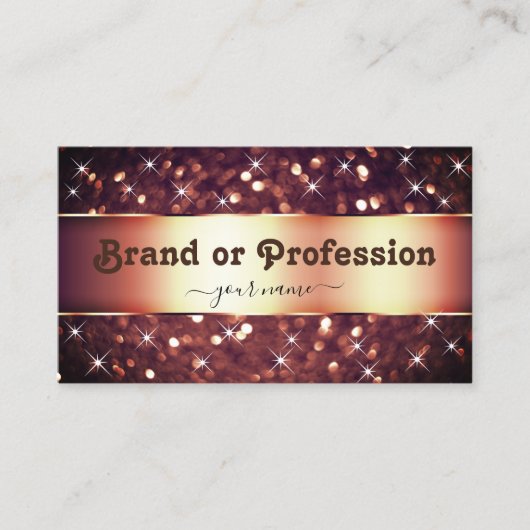Luxe Bourgogne Roos Golden Glitter Stars Fabulous Visitekaartje (Voorkant)