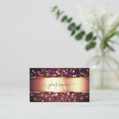 Luxe Bourgogne Roos Golden Glitter Stars Monogram Visitekaartje (Staand voorkant)