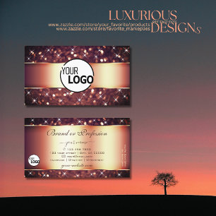 Luxe Bourgogne Roos Golden Glitter Sterren en Logo Visitekaartje