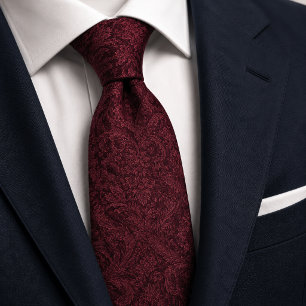 Luxe Bourgogne Wijn Barok Damast Jacquard Stropdas