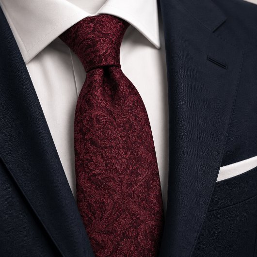 Luxe Bourgogne Wijn Barok Damast Jacquard Stropdas