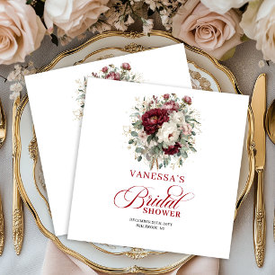 Luxe Bourgondië Bloem Gouden Bruiloftservies Serve Servet